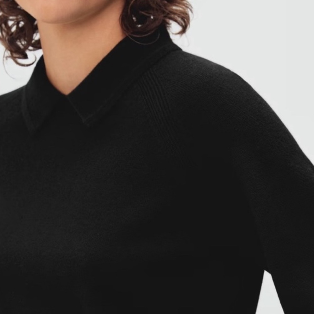 Everlane Cashmere Collared Sweater, Black, Women’s XXS